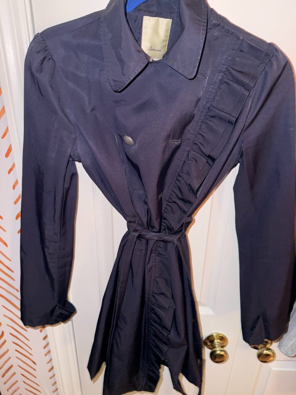 Elevenses for Anthropologie navy trench coat | Size XS